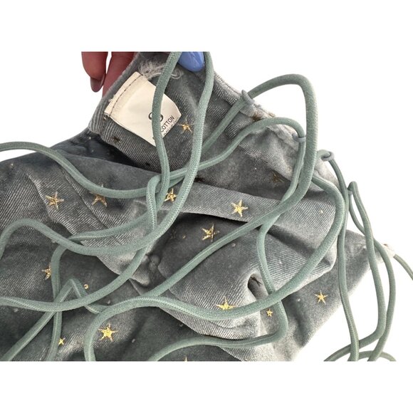 STAR Print Light Blue Velvet Crop Tank Top Size Small - Picture 5 of 6